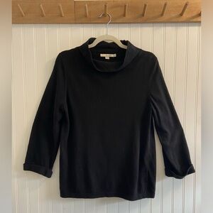 Boden Mock Neck Long Cuff Sleeve Black Sweater Soft Tight Knit Lightweight 12